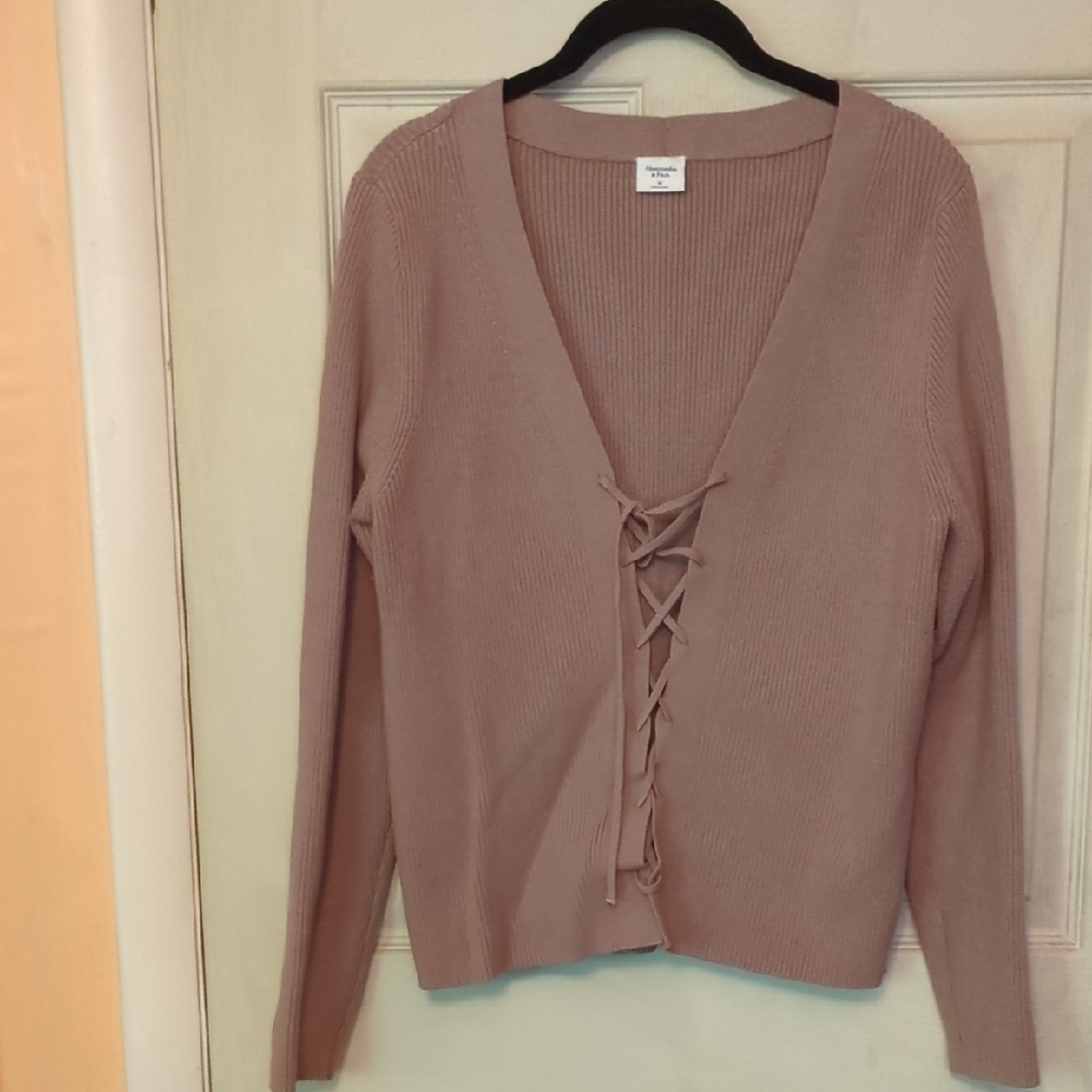 NWOT Abercrombie & Fitch Lace Up Slim Cardigan Brown XL